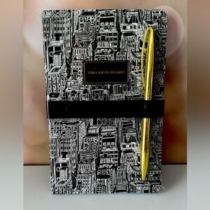 NEW with Tags. Saks Fifth Avenue Notebook and Gold Pen